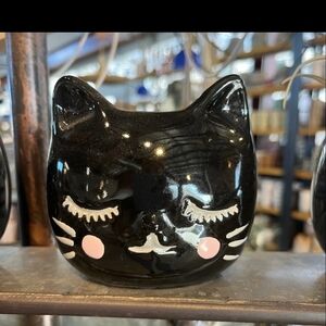 Black Cat Ceramic Planter